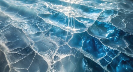 Obraz premium Observation of exquisite drawings on ice from fractures