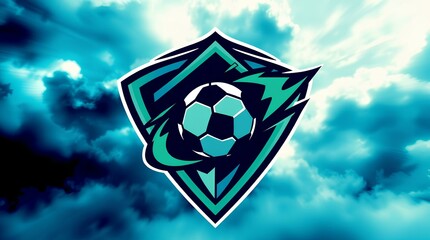 
stylized sports shield logo with a bold football graphic in the center
ideal for modern team branding energetic esports identity and youth tournaments