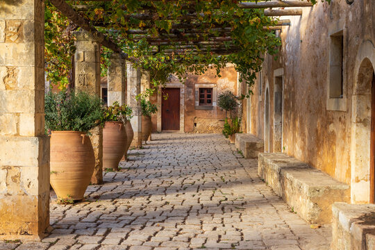 Greece, Crete, Rethymno. 16th century Eastern Orthodox Monastery. The Holy Monastery of Arkadi