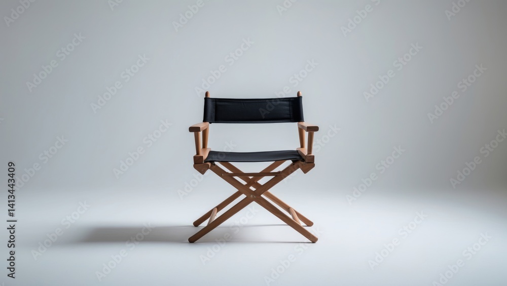 Poster isolated director's chair on a white backdrop. room for text. empty chair. the idea of selection and