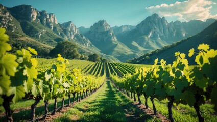 Naklejka premium Vineyard scenery adjacent to landscape