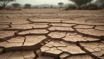 Obraz premium Land that is dry and cracked caused by insufficient rainfall.