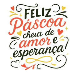 Frase de Páscoa com letras decorativas feitas à mão