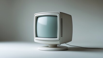 Classic CRT monitor with a screen cut-out isolated on a plain background