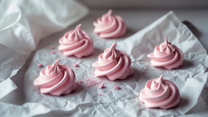 These charming piped pink marshmallows are celebrated for their soft, airy feel and subtle chewiness. They take on elegant swirl shapes, lightly dusted
