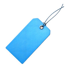 A single, light blue tag Isolated on a transparent background, PNG.