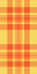 Color check fabric vector, towel pattern textile seamless. Craft tartan background texture plaid in orange and yellow colors.