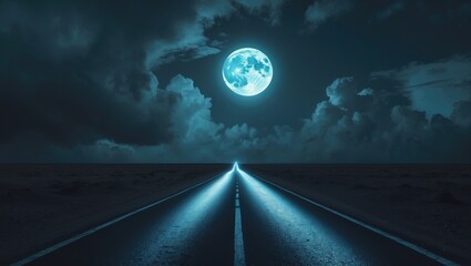 Impressive sky above an asphalt pathway