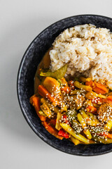 vegetable curry with coconut milk rice