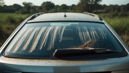 Obraz premium Grime and debris on the back window