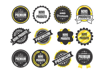 set Selo, Selo premium, produto novo, selo produto novo, selos para produtos, selos ouro