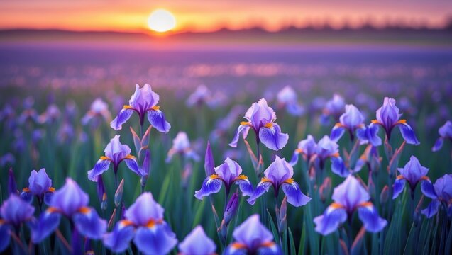 Sunrise over the Pallida iris field