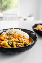 vegetable curry with coconut milk rice