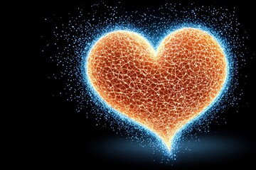 Fototapeta premium Bright and Glowing Heart Shape with Sparkling Particles on Dark Background for Love and Affection Themes