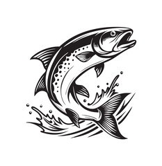 Naklejka premium Vector salmon fish silhouette 