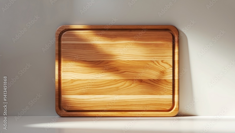 Poster focused view of the top of an end grain wood chopping board with clipping path for design