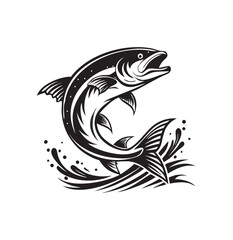 Naklejka premium Vector salmon fish silhouette 