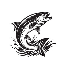 Naklejka premium Vector salmon fish silhouette 
