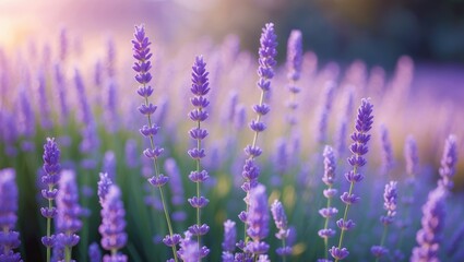 Lavender blossoms under sunlight - selective attention on garden lavender