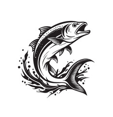 Vector salmon fish silhouette 