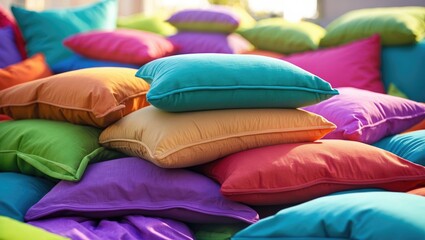 Colorful cushions scattered around
