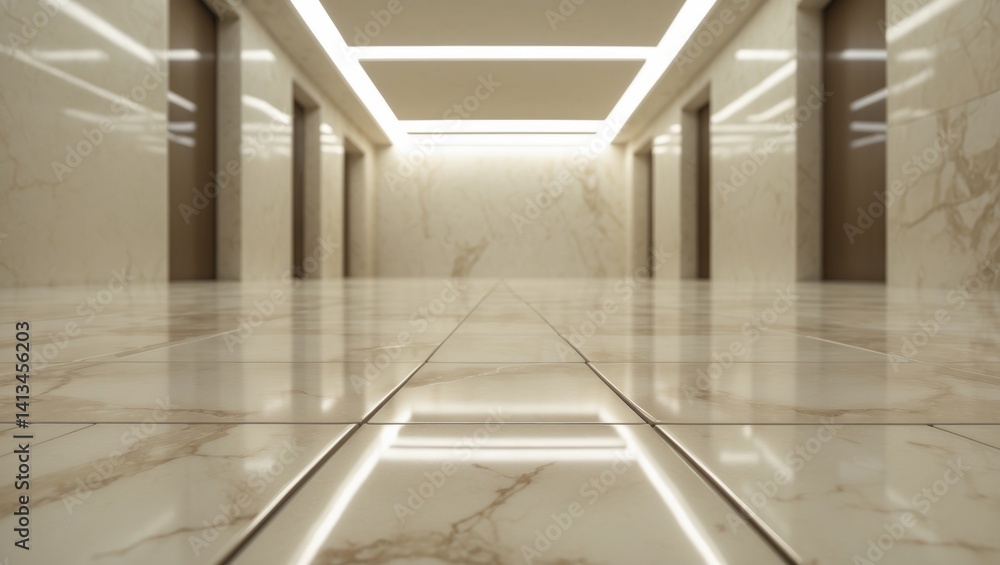 Poster new and pristine real marble floor tile pattern for background, with symmetry grid lines and texture