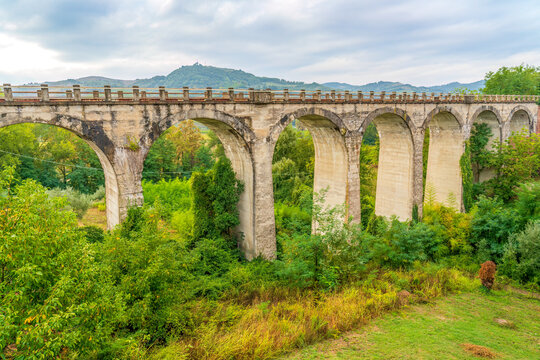 Roman Aqueduct, Brisighella, Italy. ancient Roman aqueduct outside town.