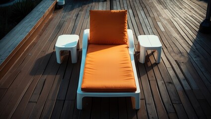 A single orange sun lounger in view.