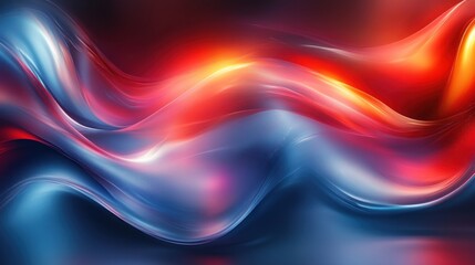 Obraz premium Abstract Fluid Dynamics Vibrant Red and Blue Waves Flowing in Harmony