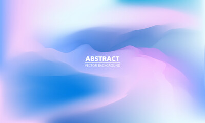 Blue and pink blurred holographic gradient background. Abstract sky and mountains creative concept backdrop. Minimalist pastel colour gradation background. Vector illustration.