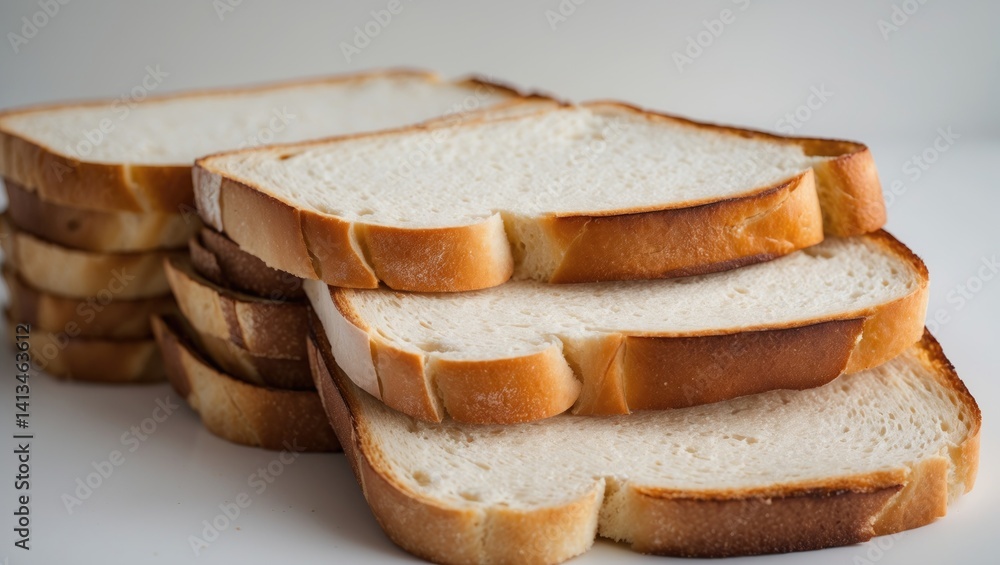 Poster toast and sliced bread set against a background, featuring clipping path and complete depth of field