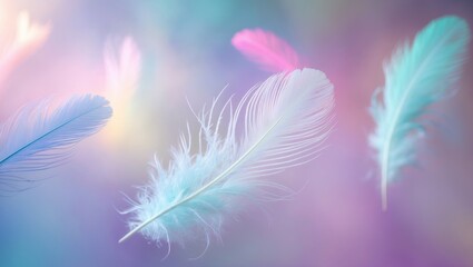 Abstract patchwork background with feathers and rainbow colors