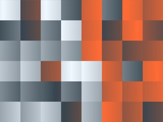 An abstract background with a grid of squares in varying shades of gray, white, and burnt orange, creating a simple yet visually interesting pattern.