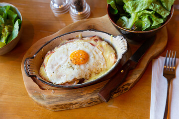 Traditional swiss food, Croute au fromage suisse - Switzerland cheese crust