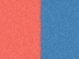 An abstract background split image of textured coral and denim blue.  The colors are bold and contrasting, with a slightly rough texture.