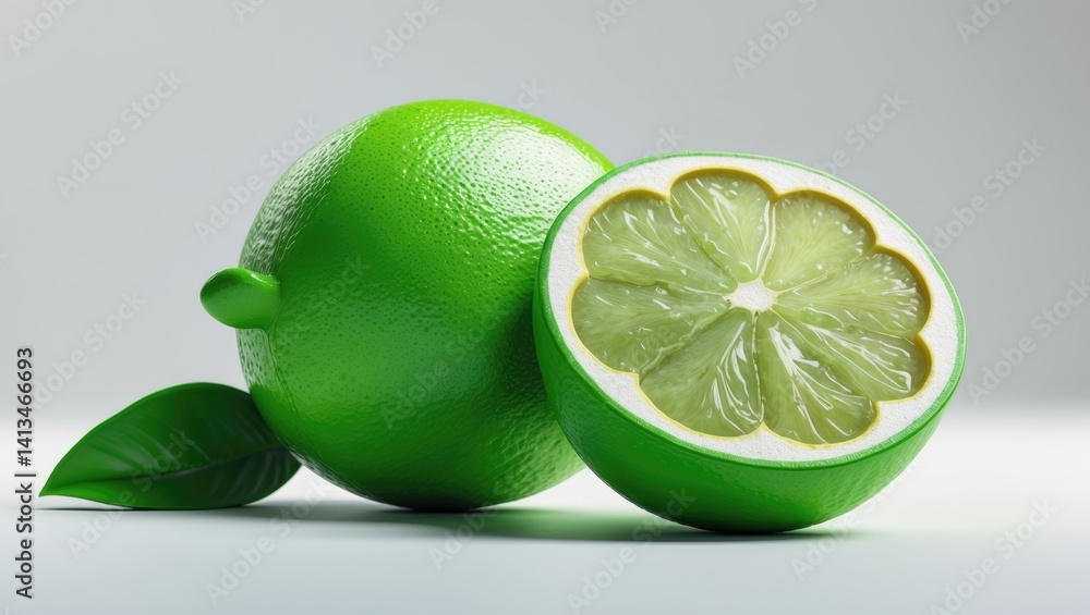 Aufkleber isolated slice of lime citrus fruit on background with clipping path