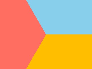 An abstract background with three vibrant color blocks, coral, light blue, and gold, arranged in a geometric, asymmetrical pattern.  It evokes feelings of warmth, calmness, and optimism.