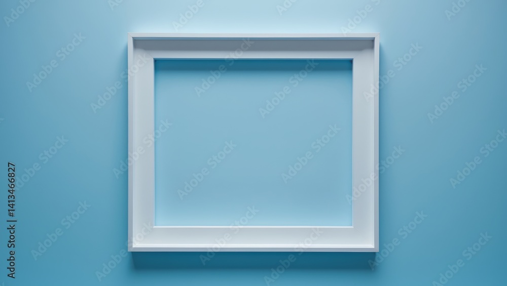 Poster simply create an empty frame set against a vibrant backdrop. overhead perspective, flat arrangement,