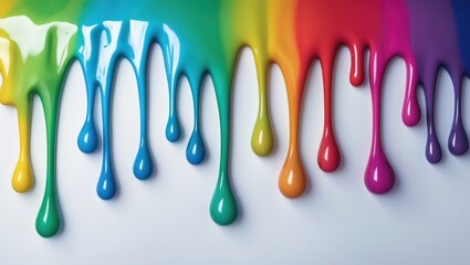 Colorful rainbow, metal paint running on surface, room for wording