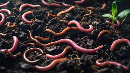 Obraz premium Composting worms convert household waste into precious castings, enhancing organic sustainability.