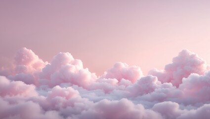 Fototapeta premium Soft pink clouds in the sky, pastel pink backdrop, gentle clear background