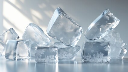 Obraz premium Collection of pure natural crushed ice cubes.