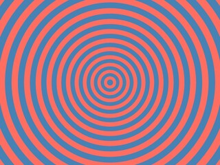 An abstract background image with concentric circles in coral and blue, creating a hypnotic, radial pattern.