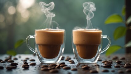 Couple sipping cutting chai together in the rain