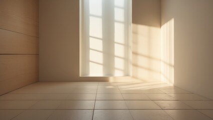 Minimalist setting with an unadorned thick wooden surface and a blank wall.