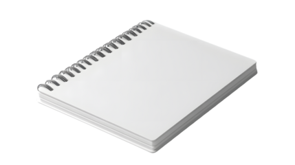 Blank Spiral Notebook on Transparent Background for Design and Education Purposes