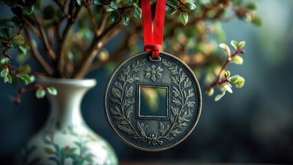 Coins of money suspended on a tree