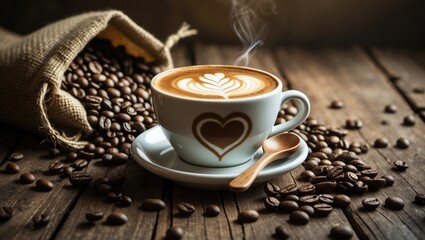 Fototapeta premium Latte made with coffee beans