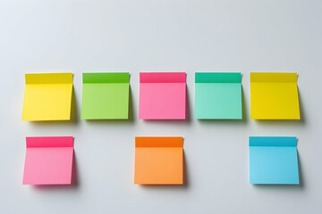 sticky notes on wall,Colorful sticky notes arranged like a mosaic on white,a close up of a bunch of sticky notes on a wall,Vibrant Sticky Notes Arranged on White Background Representing Ideas pic.