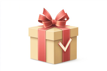 ribbon check gift box icon,